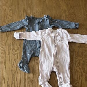 Carter's Blue and Pink Footed One Piece Set 2 Way Zip